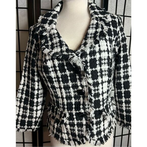 Ashro Black/White Houndstooth Button Up Jacket - Picture 2 of 7
